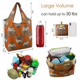 BeeGreen Animal Lover Reusable Grocery Bags | Foldable Tote Bags with Handles, Reusable Gift Bulk 6 Set for Women, Heavy Duty Washable Polyester Travel & Shopping Basket.