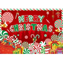 Peppermint Christmas Backdrop Merry Christmas Peppermint Candy Cane Lollipop Photography Background Kids Adults Xmas Birthday Winter Family Holiday Baby Shower Party Decoration (8x6FT)