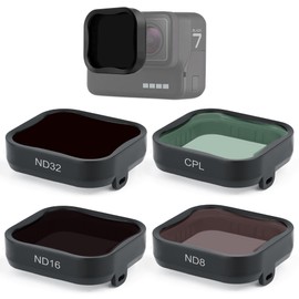GEPULY 4-Pack Camera Lens Filter CPL ND8 ND16 ND32 Filter for Hero 5/Hero 6/Hero 7 Black, Neutral Density & Polarizing Lens Filter Kit Protector for GoPro 5 6 7 Black Accessories