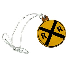 GRAPHICS & MORE Railroad Crossing Traffic Sign Train Mini Small Tiny Wood Christmas Tree Holiday Ornament