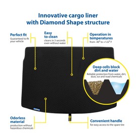 Goodyear Custom Fit Cargo Mat Liner for Volvo S60 2019-2025 - Heavy Duty Trunk Liner, Diamond Shape, Luggage with Waterproof, Liquid & Dirt Trapping Technology - Anti-Slip Cargo Liner - GY006340