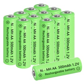 Lombaour 1.2v AA 500mAh Rechargeable Batteries,Double A Ni-MH Pre-Charged Solar Battery for Solar Lights, Lawn Lamps, Pathway Lights(12 Pcs)