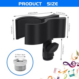 2 Pcs Upgraded Ling-Luo Mic Clip Holder, Adjustable Microphone Holder for Microphones with Outer Diameter Between 32mm and 60mm, with 5/8" to 3/8" Screw Adapter (Black-2PCS)