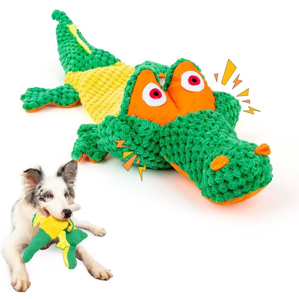 KEITTPEET Crocodile Squeaky Plush Dog Toys, Interactive Dog Toys with