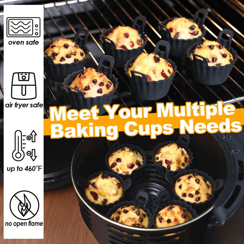 Koluti Reusable Silicone Baking Cups Set of 12, Nonstick Muffin
