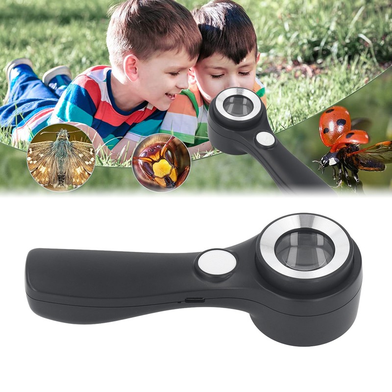 Magnifying Glass Handheld 60X Illuminated Magnifier USB Rechargeable LED Magnifying