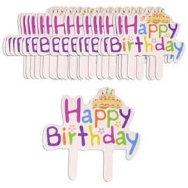 Honbay 50PCS Cute Happy Birthday Paper Cupcake Toppers Decorations