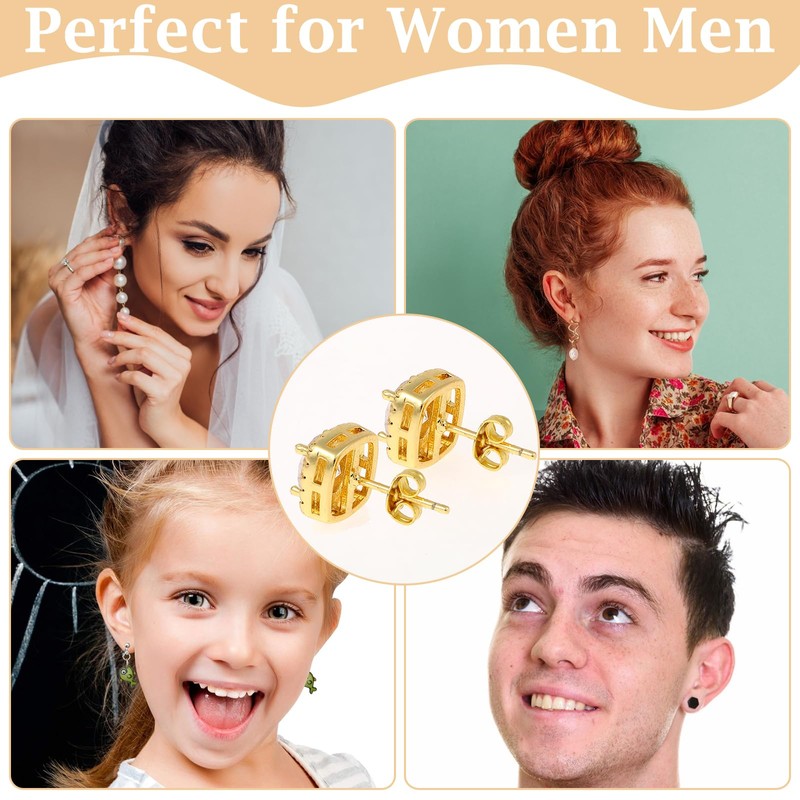 Aiyorse 200Pcs Earring Backs, 925 Sterling Gold Earring Backs, Butterfly