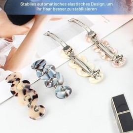 Automatic Hair Clips, Pack of 4 Celluloid Hair Clips, Retro Hair Clips, French Automatic Hair Clip, Medium Automatic Hair Clip for Women, Girls, Fine and Medium Hair