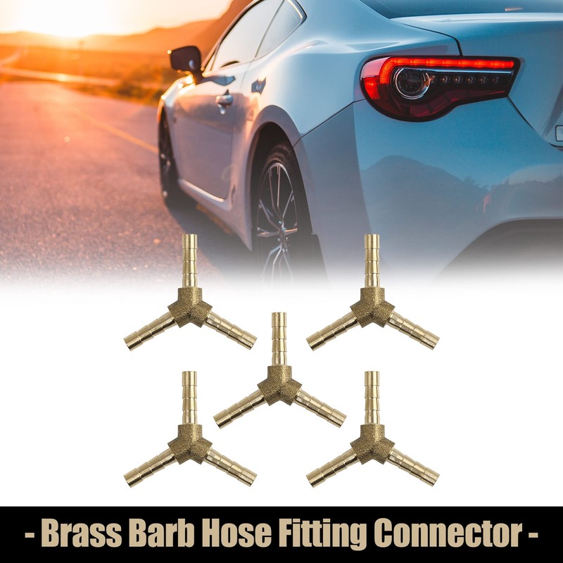 X AUTOHAUX 4mm Brass Hose Barb Fitting Y-Shaped 3 Way