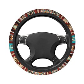 Cool Southwest Native American Tribal Steering Wheel Cover Universal Aztec Style Navajo Bohemian Wheel Protector for Women Non-Slip Auto Car Accessories Fit for Most Cars SUV Vans Trucks (15 Inch)
