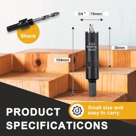 3/4 inch Hole Saw for Metal and Plywood, Bi-Metal Circular Wood Drill Bit Cutting 1.75” Deep with Hex Shank for Drywall, Fiberglass, Plasterboard, Acrylic and Sheet Steel