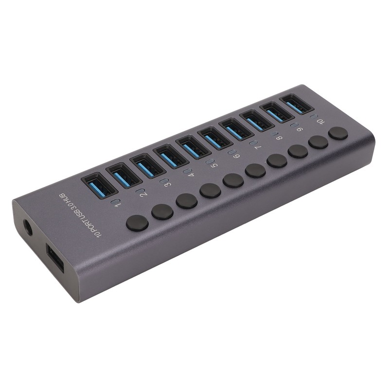 10 Port USB3.0 Hub Splitter Independent Power Supply Charging Data