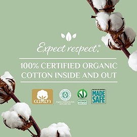 Paquete de 40 toallas sanitarias 100% algodón orgánico certificado, flujo moderado, absorción regular, embalaje más grande