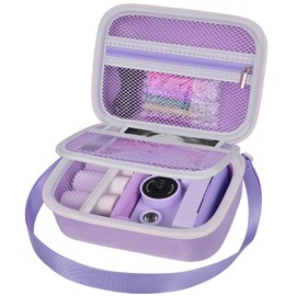 Case Compatible with Dylanto/for Anchioo/for ESOXOFFORE Kids Camera Instant Print, 1080P Digital Video Cameras Holder – Dual-Zip Portable Storage for SD Card, Photo Paper, Lanyard & Cable(Purple)