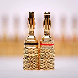 FireFold Banana Plug Pair - Metal Coat Twist-Crimp Type, Gold Plated Speaker Plugs, Quick Connect