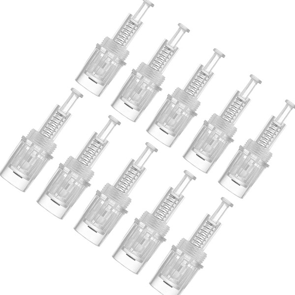 ALIWOD Square Nano Needles Replacement Micro Needle Microneedling Needle Cartridges for Car Derma Micro Needle Roller Electric Pen, Pack of 10 (Threaded Port Cartridges / Thread Slot Nano)