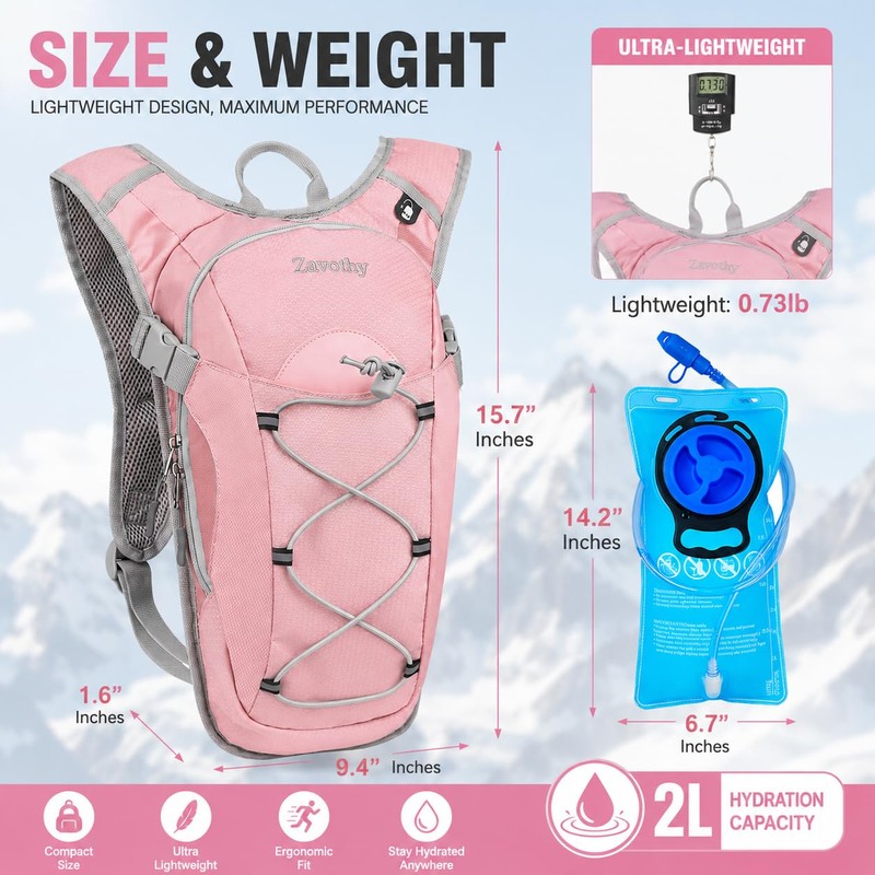 Zavothy Hydration Backpack with 2L Water Bladder, Lightweight Hydration Pack