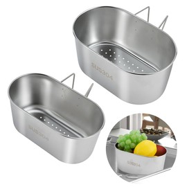 XINGYATU Pack of 2 Sink Organiser, Stainless Steel Sink Strainer, Sink Caddy Organiser, Stainless Steel Utensils, Basket Organiser, Sink Strainer, Vegtable/Fruit Kitchen Strainer, Tea Strainer