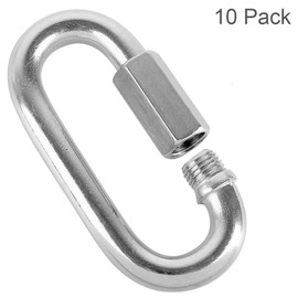 POFET 10Pcs M4 316 Stainless Steel Chain Connector Heavy Duty D Shape Lock,Large Carabiner Marine Grade Quick Link Connector, Corrosion Resistant Safety Chain Connector
