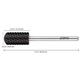 USA Pana 3/32" Safety Nail Carbide - Smooth Round Top Large Barrel Head for Electric Dremel Drill Machine - Grit Size: (5XC to Extra Fine) (Extra Coarse, Large Barrel - DLC Black)