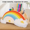Wooden Rainbow Pen Holder,Desk Organizer,5 Compartments Pencil Holder,Large Capacity Pen