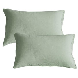 KEAYOO Muslin Cushion Cover 40 x 80 cm, Set of 2, 100% Cotton, Incredibly Soft (Green, 40 x 80 cm)