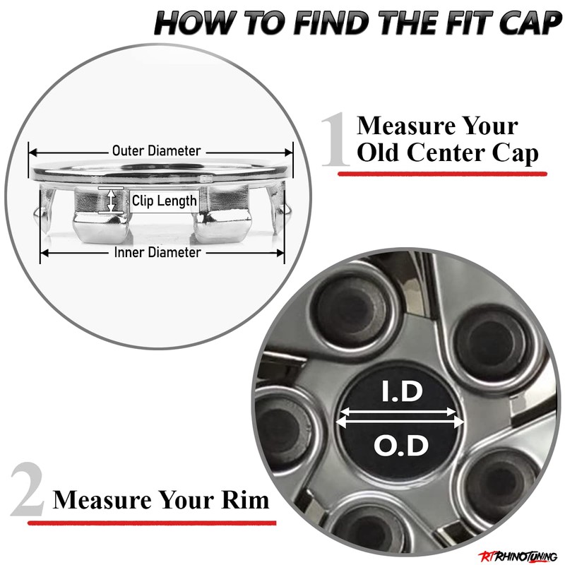 RhinoTuning 4 x 76 mm Hub Cap OD 76 mm