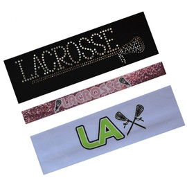 Funny Girl Designs Lacrosse Player Set of 3 Stretch Headbands (Pink)