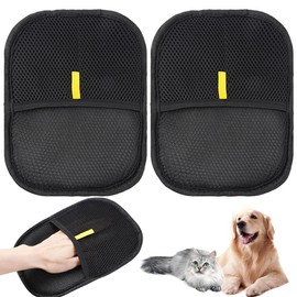 Pack of 2 Pet Hair Remover Glove, 24 x 17 cm Double Sided Grooming Glove, Double-Sided Pet Care Gloves, Static Hair Removal Gloves, Reusable Grooming Gloves for Pets