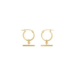 Aqua Barcelona Jewellery 18 ct Waterproof Stainless-Steel Gold-PVD Bar-Tassel Huggie Hoop Earrings – Lightweight 14 mm