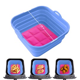 Silicone Air Fryer Liners Reusable Silicone Basket Air Fryer Inserts for 3-5QT Air Fryer Oven Microwave Accessories Blue 7.28 Inch