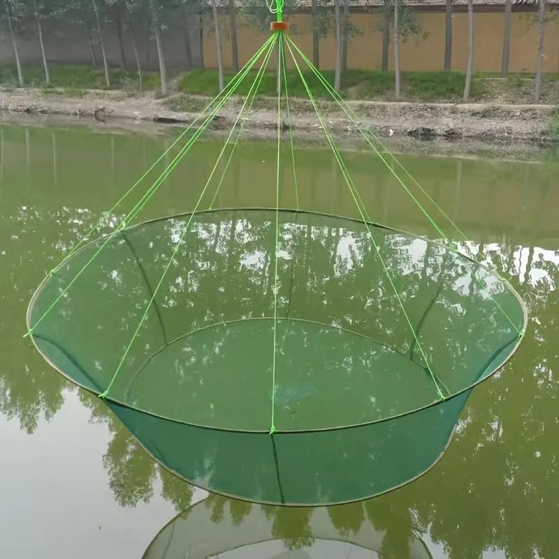 AIMALL Folding Round Fishing Nets with Bait Bag, Hand Throwing