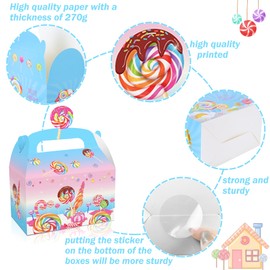 umoni 24pcsCandyland Party Favor Treat Box Candyland Lollipop Design Goody Gift Boxes for Candy Theme Birthday Party Baby Shower Supplies