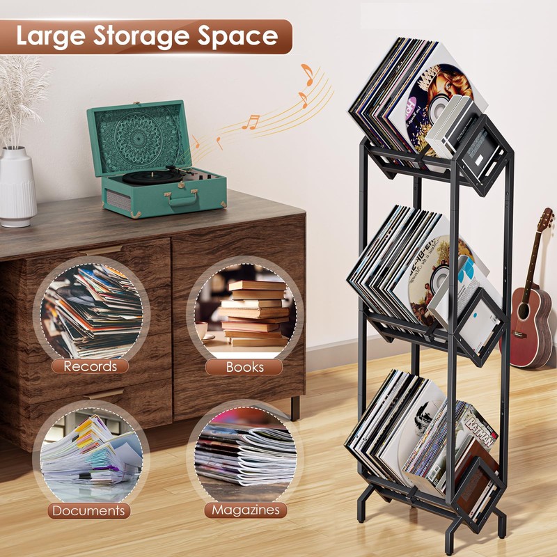 BOEASTER Vinyl Record Storage Rack, Record Holder 260-280 LP Storage