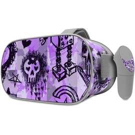 Decal Style Skin Wrap Compatible with Oculus Go Headset - Scene Kid Sketches Purple (Oculus NOT Included)