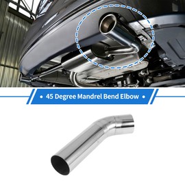 X AUTOHAUX 64mm/2.52" OD Extended Exhaust Bend Elbow Pipe Exhaust Pipe 1mm/0.04" Bilateral Flat Mouth Polishing 200mm/7.87"(L) 45 Degree