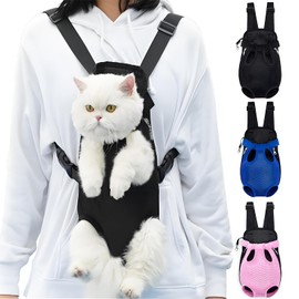 Pet Carrier Backpack,Adjustable Neck Circumference and Front Carriers,Widened Shoulder Strap,Adapt to Different Body Types and Carrying Needs,Suitable for pet to Travel with(Black, Medium（Fit:5-10lb）)