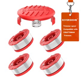Rivershine Weed Eater String for Craftsman CMZST0653 CMZST065,0.065" 30Ft String Trimmer Line,20V Electric Weed Wacker String Trimmer Spool(4 Spool,1 Spring,1 Cap CMZST120SC)