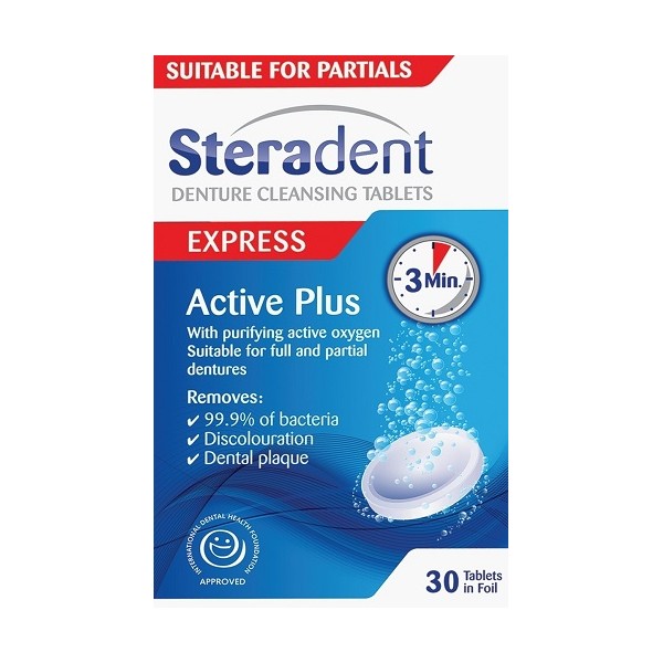 Steradent Denture Cleansing Tablets Express - Active Plus 30