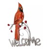 Rustic Country Red Cardinal Bird Perching On Branch Welcome Sign