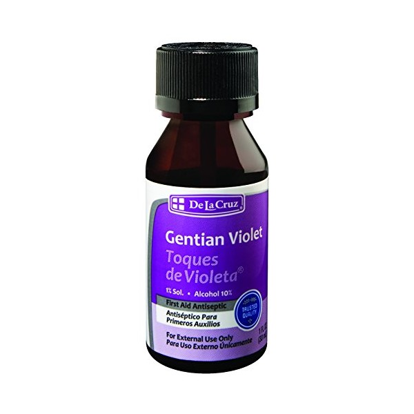De la Cruz Gentian Violet - Violeta de Genciana - Tincture of Violet 1% First Aid Antiseptic, 1 FL OZ (18 Bottles)