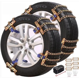 Snow Tire Chains, Universal Car Emergency Anti Slip Snow tire Chains, 6 Pack Winter Security Portable Adjustable Car Tire Snow Chains Width 195-225mm(7.6-8.9 inch) for Most Cars/SUV/Trucks