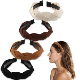 Set of 4 Women's Headbands, Fashionable Headbands, Braided Wide Headbands with Tooth, Non-Slip Hair Bands for Women and Girls