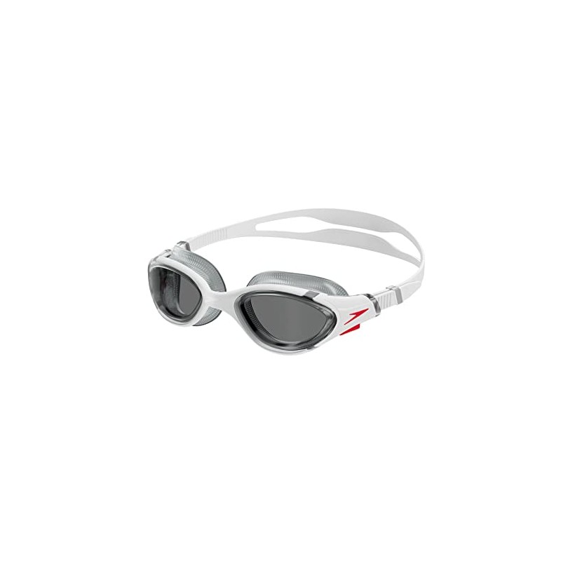 Speedo Unisex Adult Swim Goggle Biofuse 2.0 - White/Red/Light Smoke,