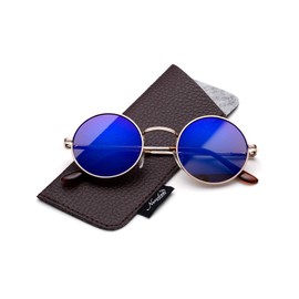 Newbee Fashion Round Retro Sunglasses & Clear Lens Glasses Vintage Round Sunglasses