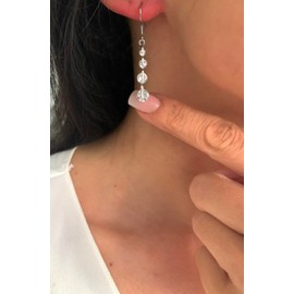 ONDEGO® Zirkonia Silber Tropfen Strass Ohrringe Glitzer Ohrhänger Schmuck Creolen lang Geschenk XXL lang