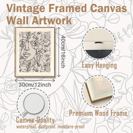 ASTRDECOR Abstract Framed Wall Art, Minimalist Boho Art Prints Women Portrait Line Art Wall Decor, Mid Century Wall Prints, Boho Wall Art Canvas, Neutral Black Beige Bedroom Wall Decor - 12''x16''