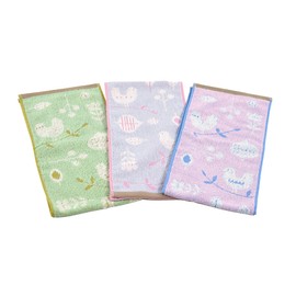 kosugizen Slim Baby Towel (Small Bird), 7.9 x 31.5 inches (20 x 80 cm), 3 Colors Set