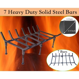 TAFIEDA Fireplace Grate. 24 inches Heavy Duty Solid Steel Fireplace Log Holder. Upgrade Adjustable Fireplace Grate 6 Solid Steel feet with 7 bar Fireplace Log Holder. for Outdoor & Indoor Fireplace